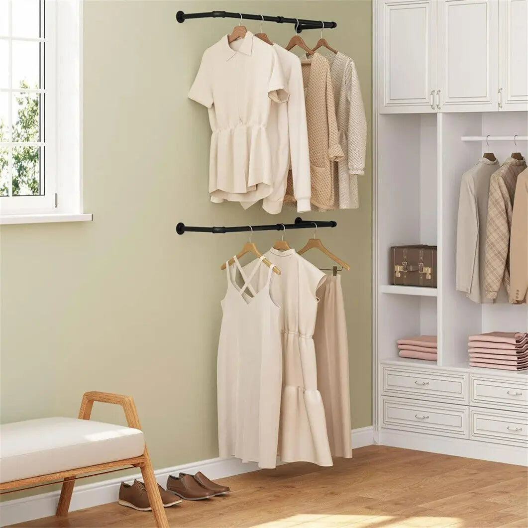 FlexGear™ Clothes Hanging Rack with Shelf Wall Mounted