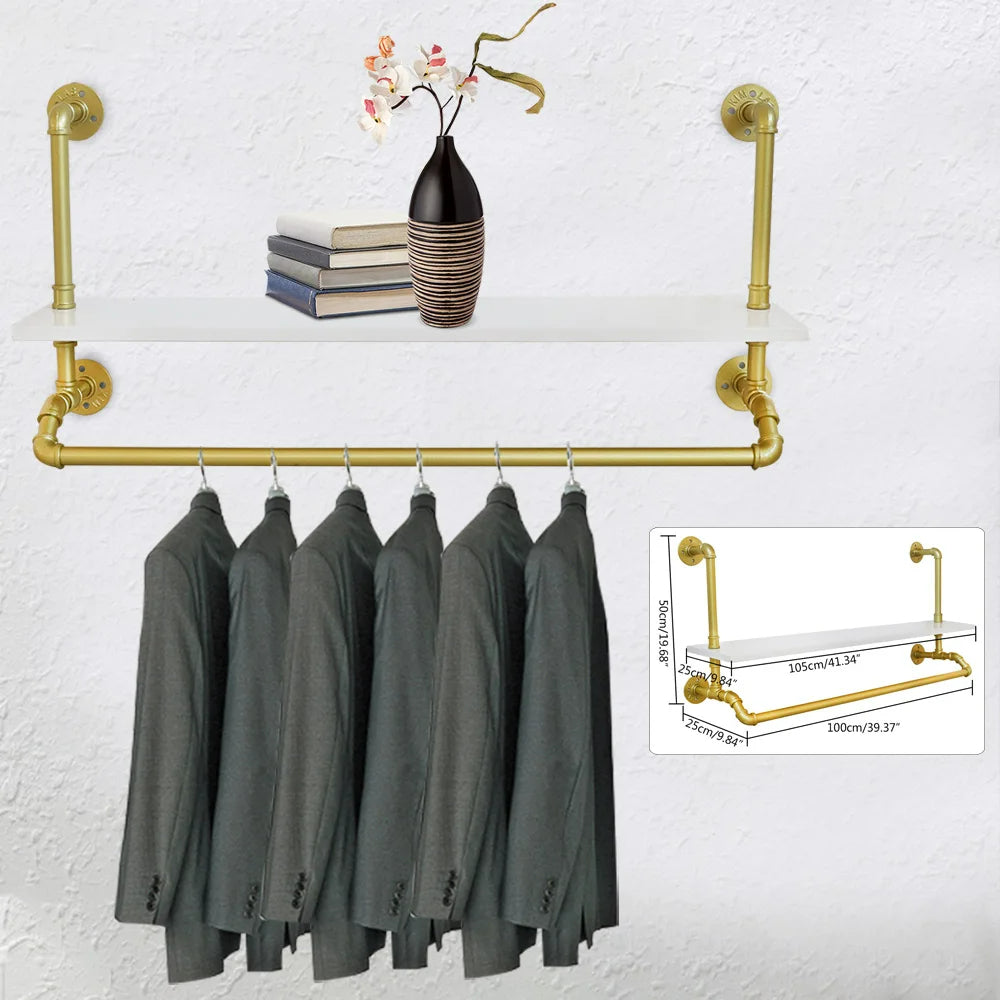 FlexGear™ Clothes Hanging Rack with Shelf Wall Mounted