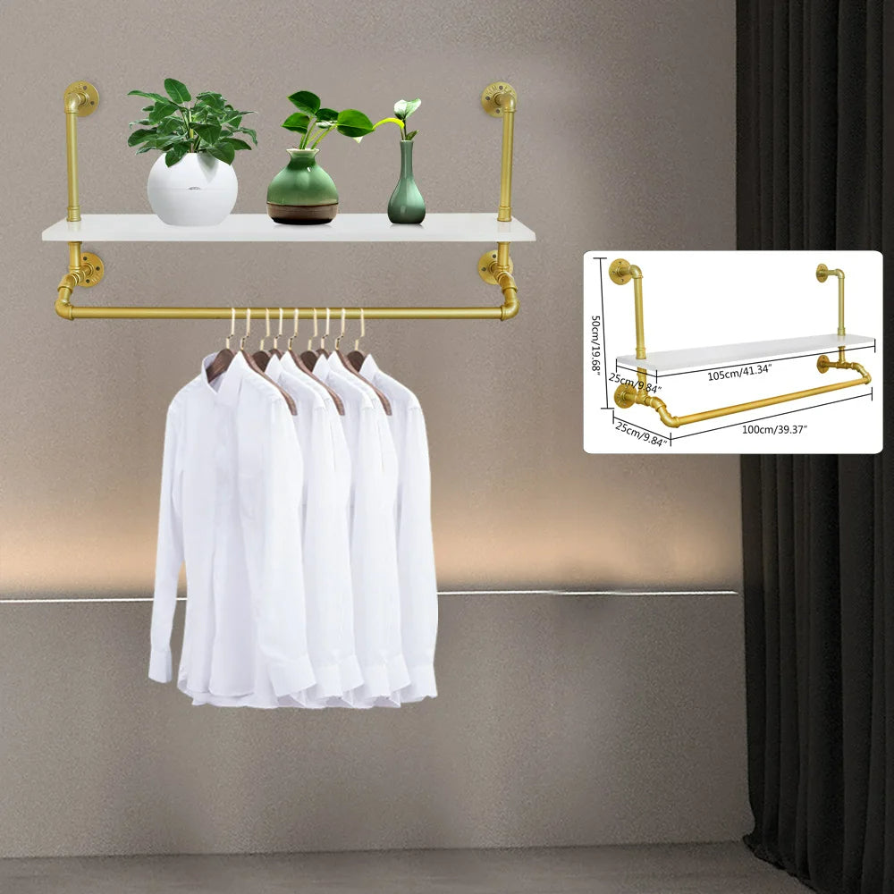 FlexGear™ Clothes Hanging Rack with Shelf Wall Mounted