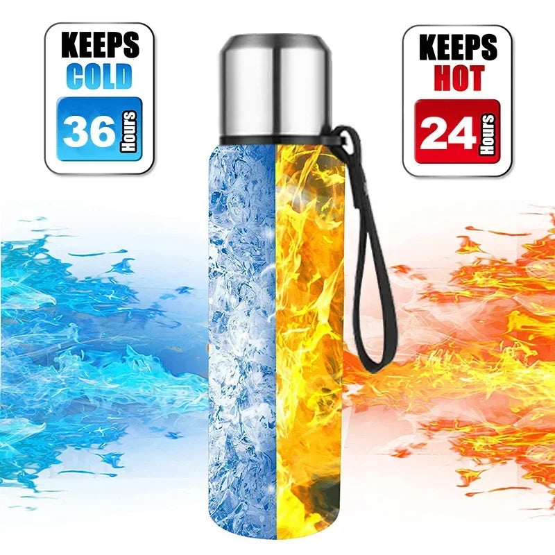 Large Capacity Stainless Steel Portable Thermos Vacuum Flask with Rope Thermo Bottle