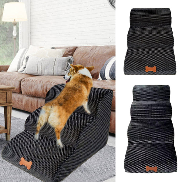 PetJiggle Dog  Ramp for bed with 3-stairs Anti-slip Removable Ladder