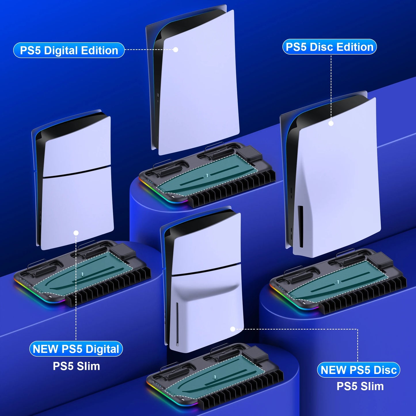 XIBUZZ™ PlayStation 5 Slim Console Charger Station