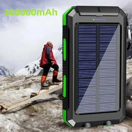 XIBUZZ™ 200000mAh Waterproof Outdoor Solar Power Bank Dual USB Charging