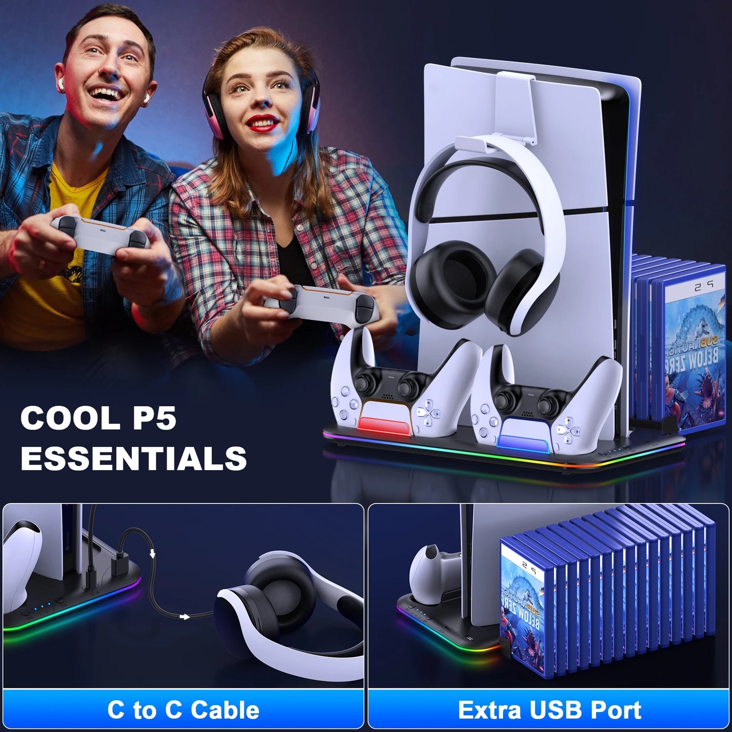 XIBUZZ™ PlayStation 5 Slim Console Charger Station