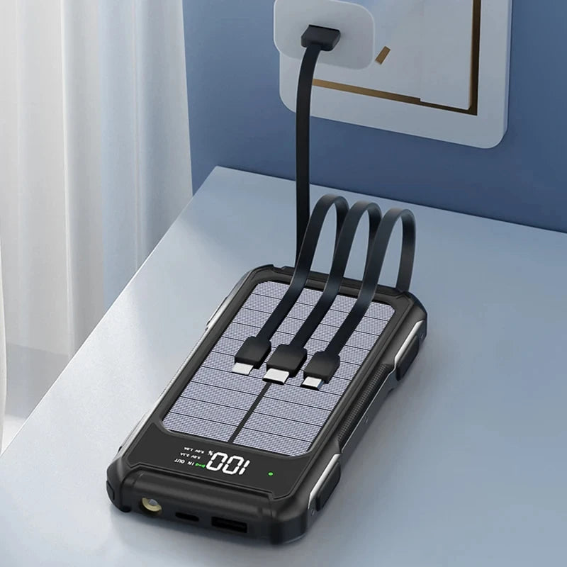 XIBUZZ™ Solar Power Bank 200000mAh with 4-In-1 Cables