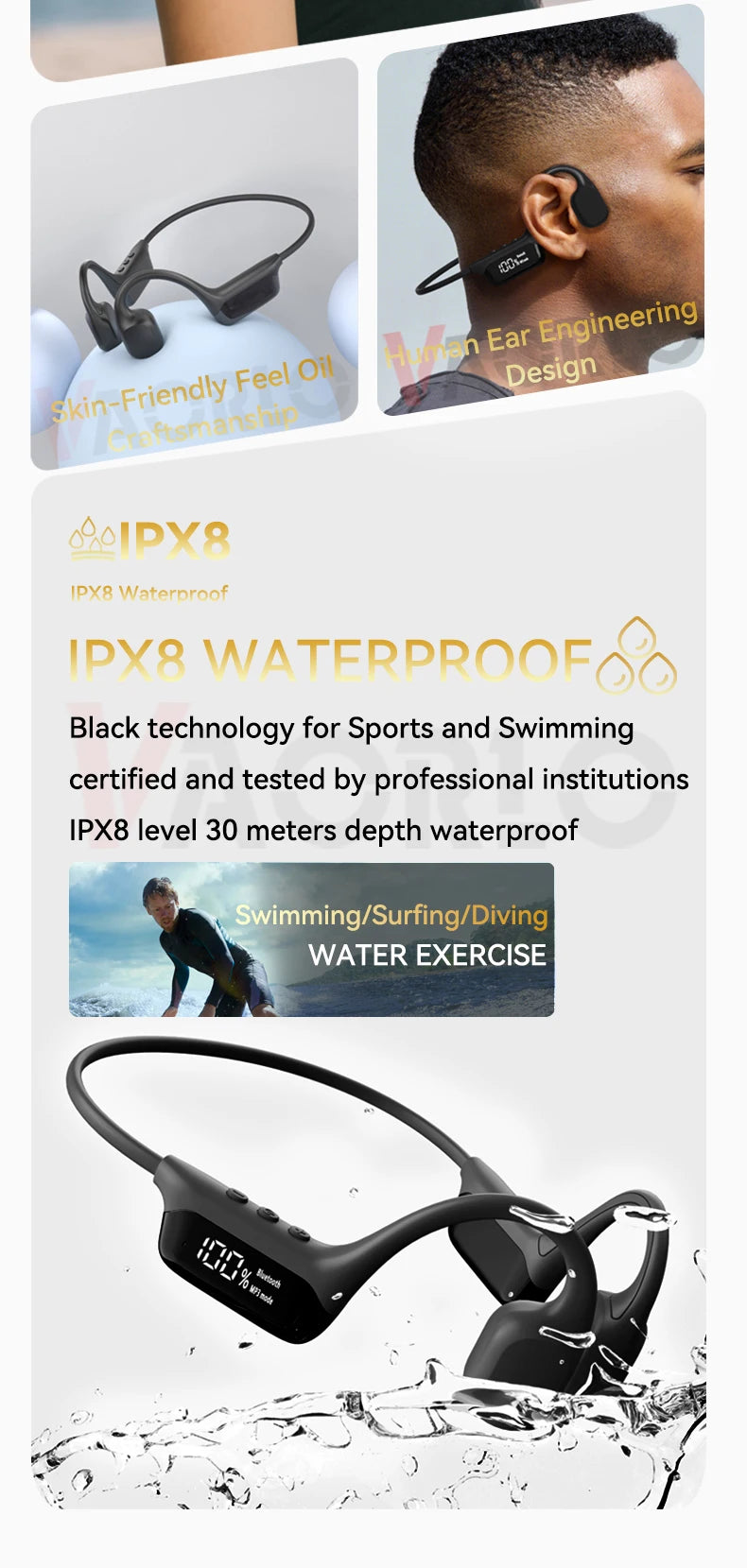 XIBUZZ™ Swimming Wireless Headphones IPX8