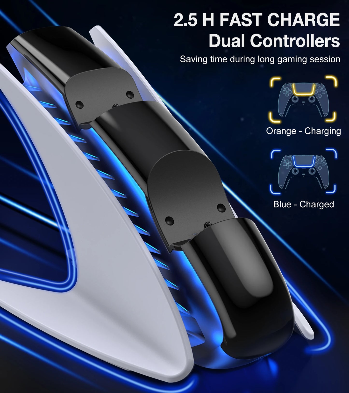XIBUZZ PS5 Dual Controller Charger Fast Charging Image6