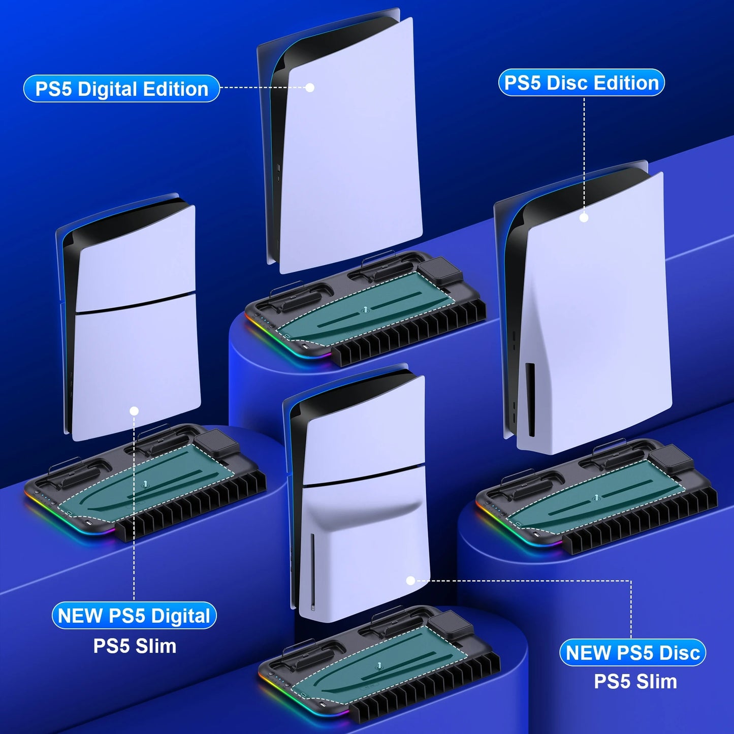 XIBUZZ™ PS5 Slim Controller Cooling Stand