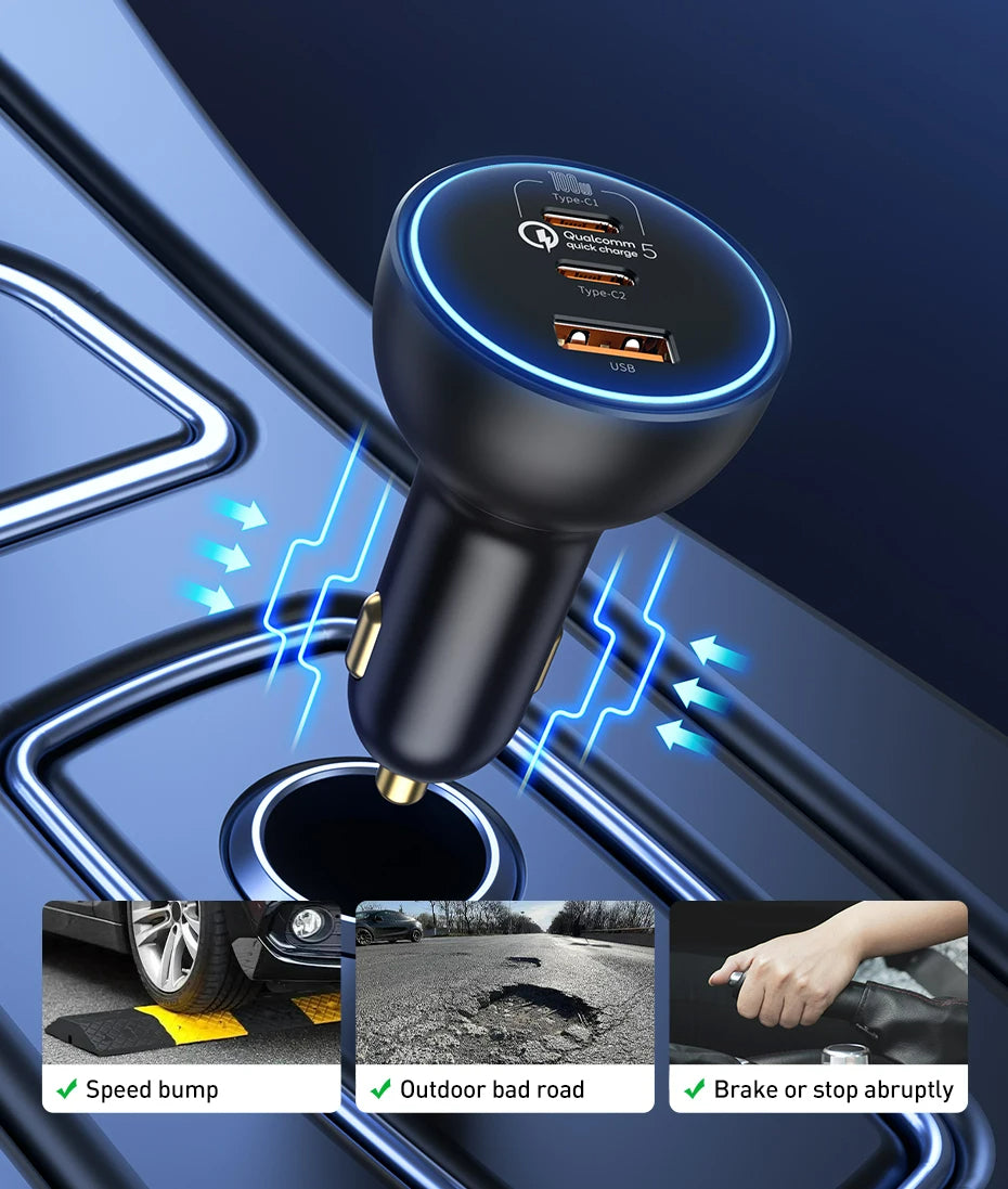Baseus 160W USB C Car Charger QC 5.0 Adapter