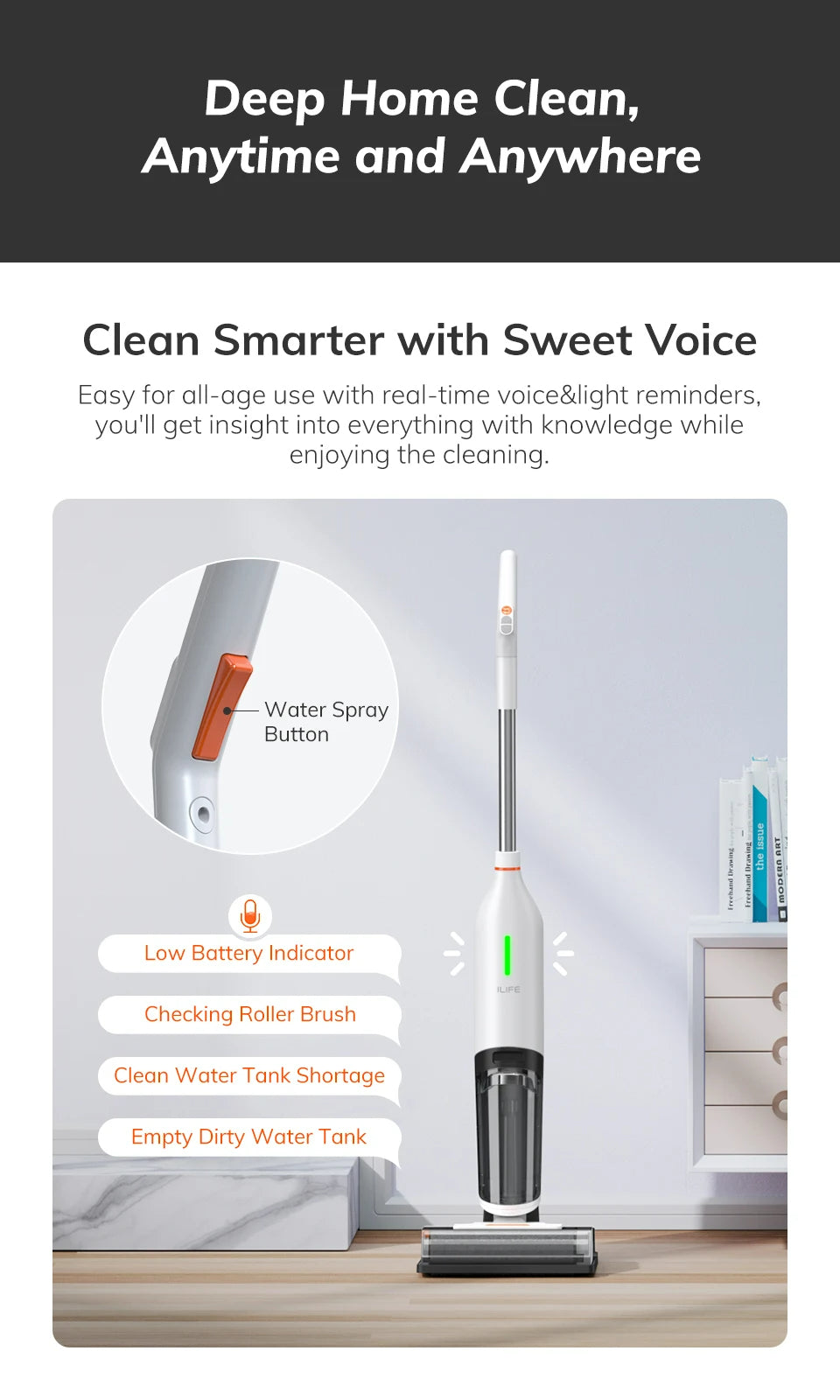 FlexiGear™ Cordless Smart Vacuum Cleaner 2.5L Dual Water Tank