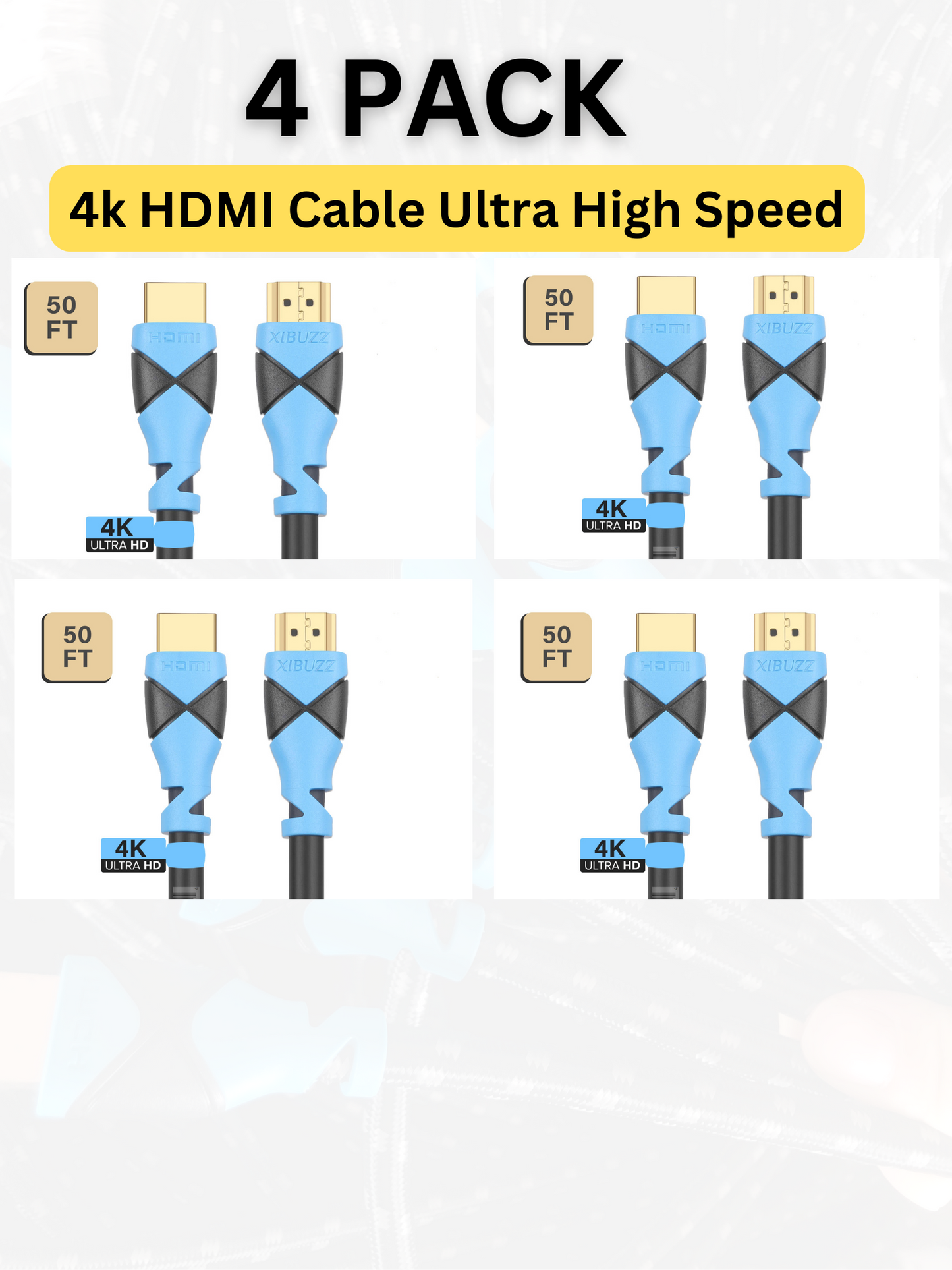 XIBUZZ™ 50ft HDMI 2.1 Cable 4K@120Hz 8K@60Hz & 48Gbps