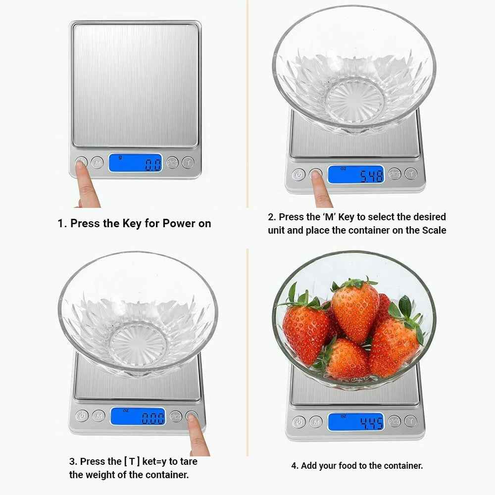 ScenicScale™ Digital Food Scale with Tray | 0.01g Accuracy | 500g Capacity