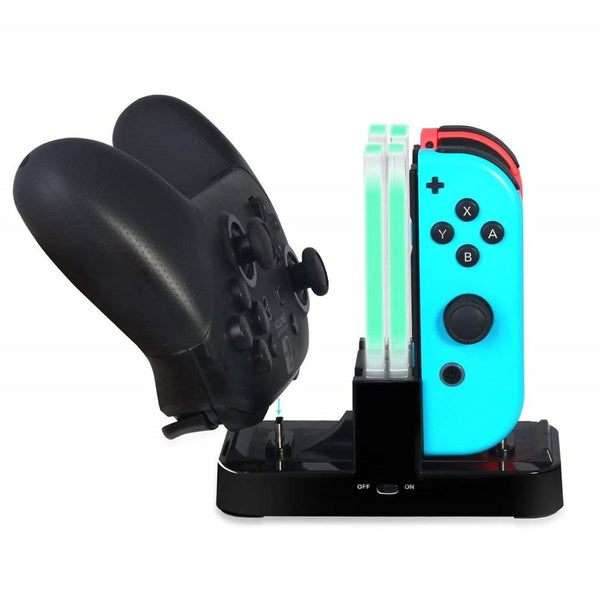 Nintendo Controller Charger Dock Compatible with Nintendo Switch Charger & OLED Model for Joycon, Charging Dock Station for Joy con and for Pro Controller with Charger Indicator- Black