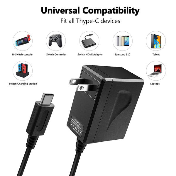 5FT USB C Nintendo Switch Charger - Fast Charging and TV Mode 15V/2.6A