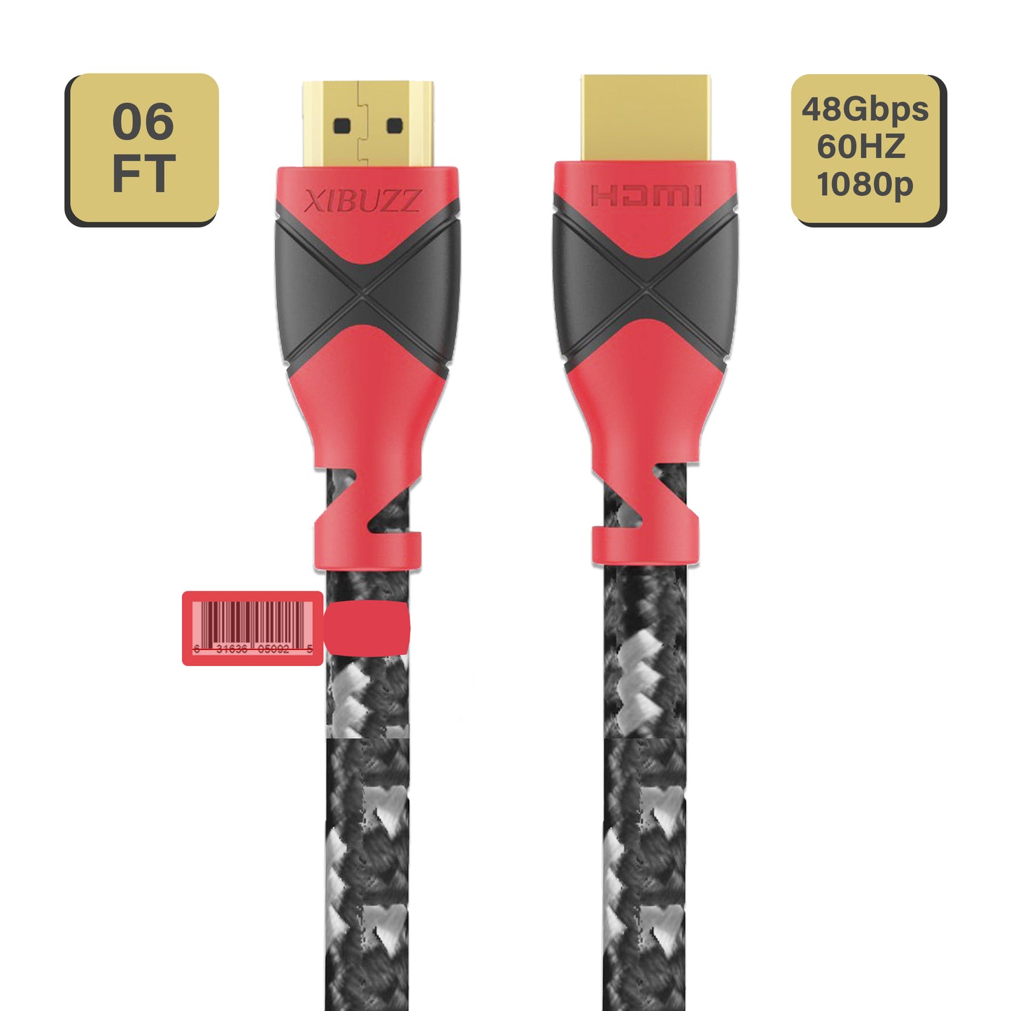 XIBUZZ™ 4k HDMI Cord for high speed HDMI Cable Devices [Red]