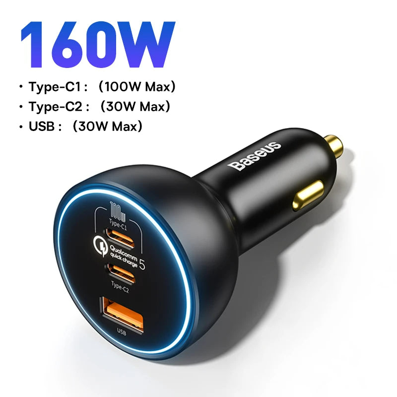 Baseus 160W USB C Car  Charger QC 5.0 Adapter