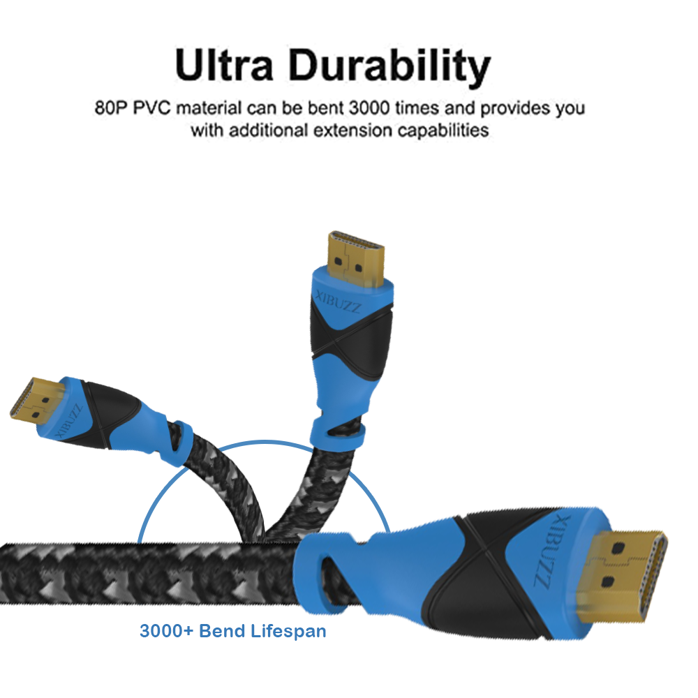 XIBUZZ™ 4K HDMI Cord  -  Ultra High Speed HDMI Cable [Blue]