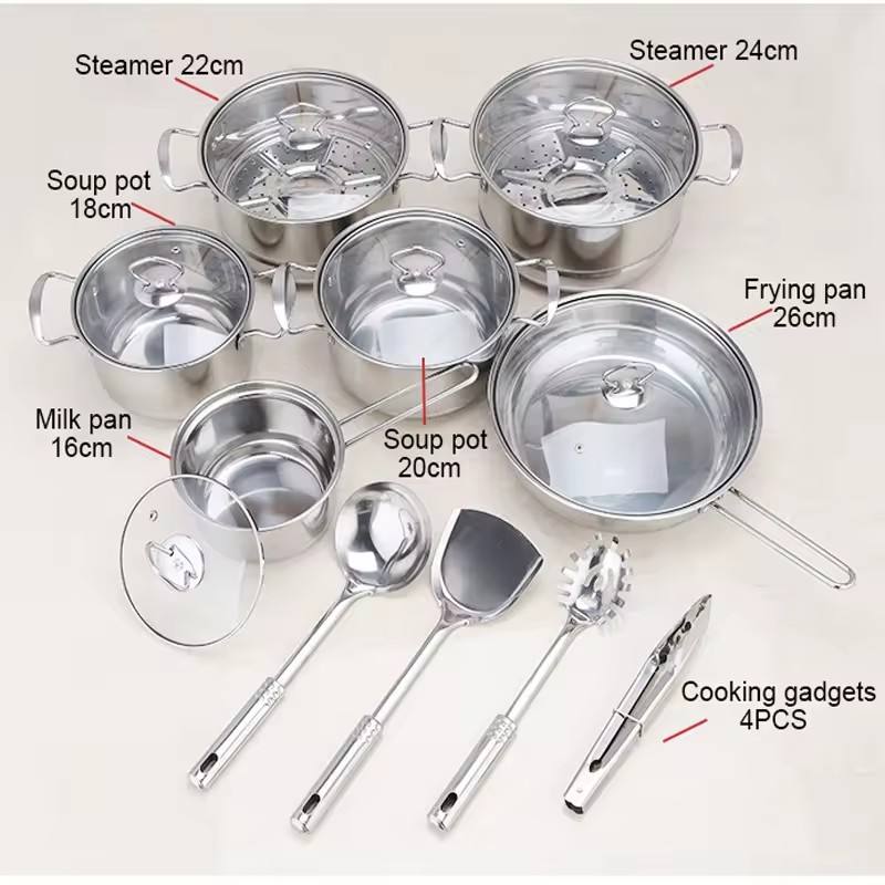 LUXIGEAR™ 18 pieces Stainless steel cookware set