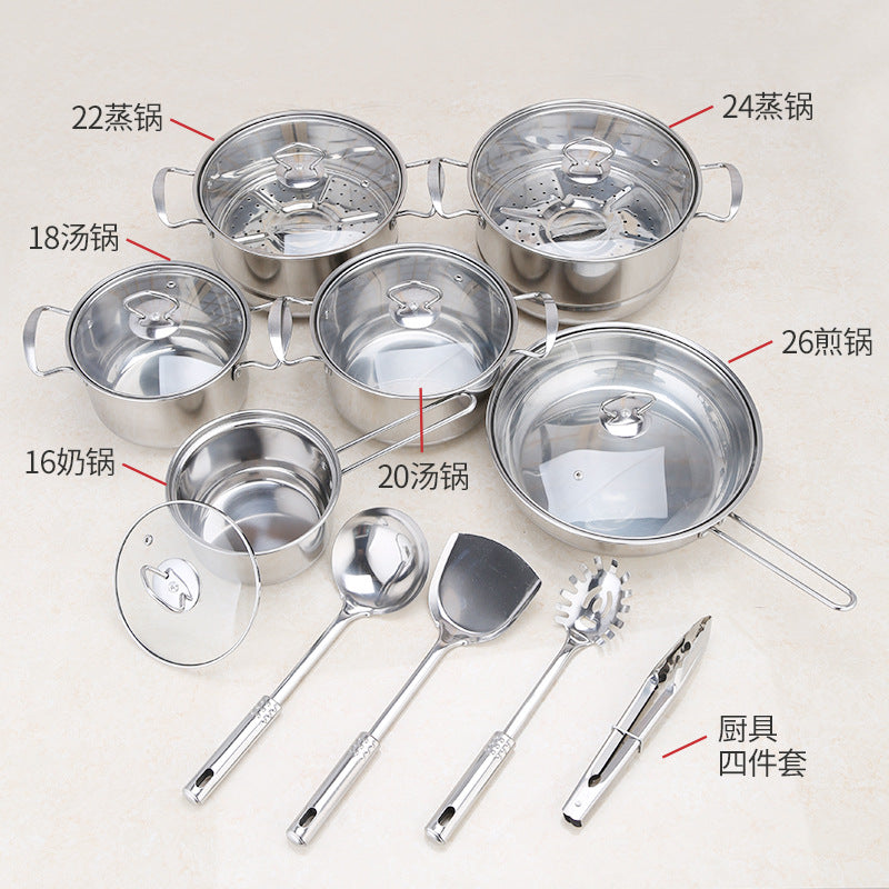 LUXIGEAR™ 18 pieces Stainless steel cookware set