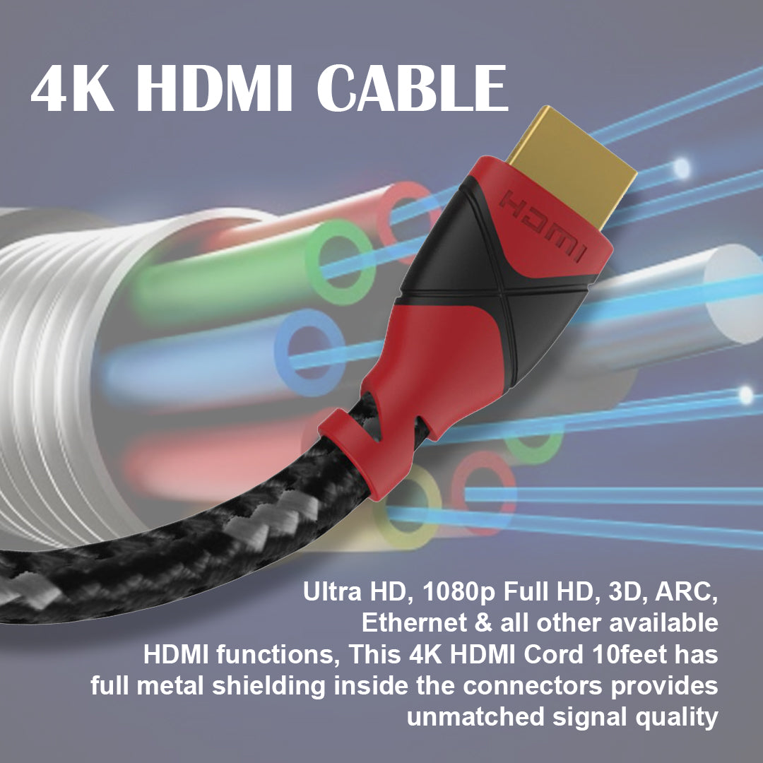 XIBUZZ™ 4k HDMI Cord for high speed HDMI Cable Devices [Red]