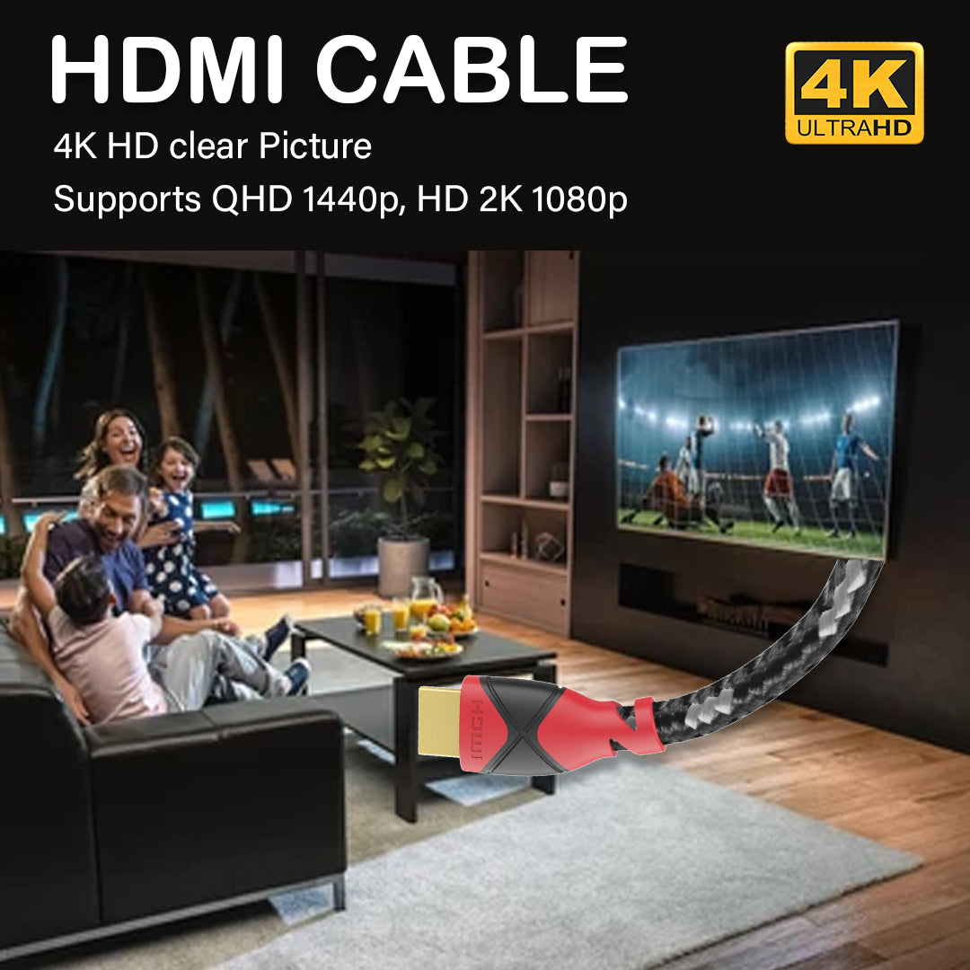 XIBUZZ™ 4k HDMI Cord for high speed HDMI Cable Devices [Red]