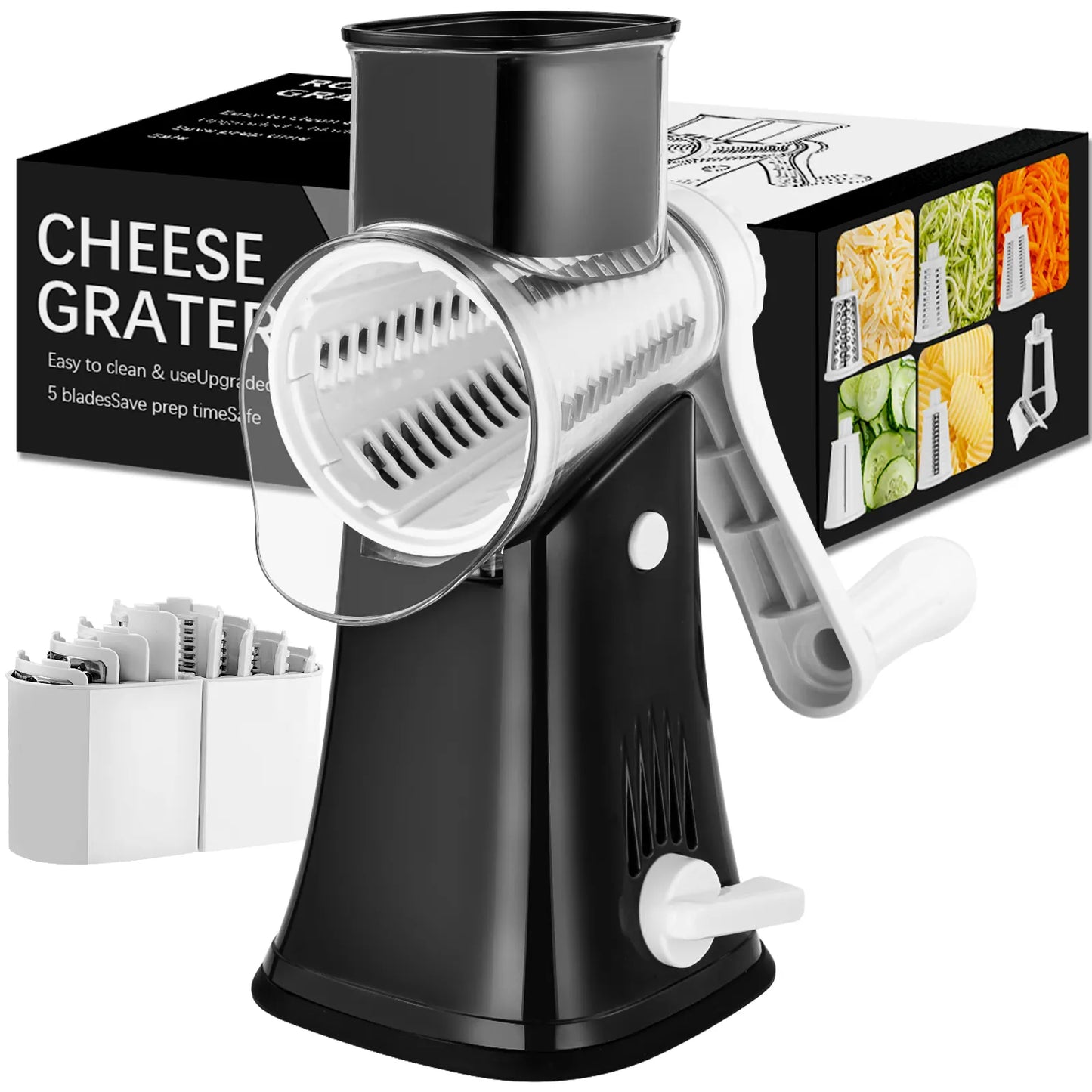 LUXIGEAR™ 5 Blade Rotary Cheese Grater and Shredder