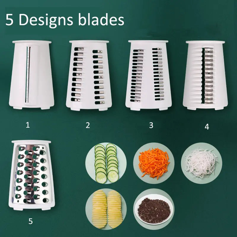 LUXIGEAR™ 5 Blade Rotary Cheese Grater and Shredder
