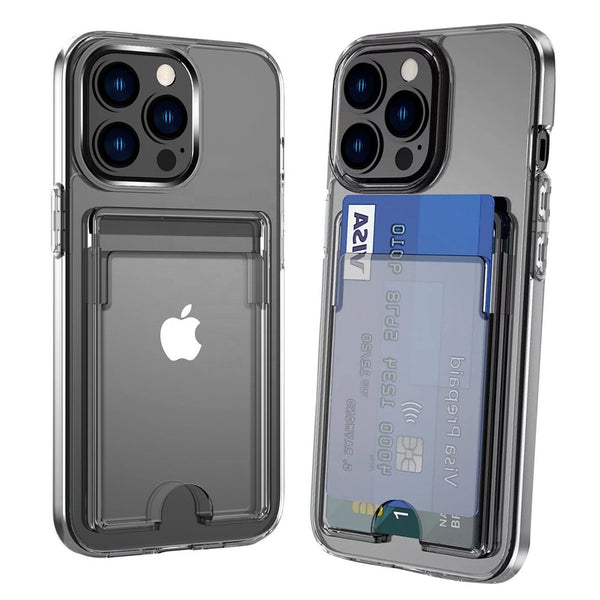 Capa tipo carteira para iPhone 13 Pro com compartimento para cartão de crédito - Compartimento para cartão - Capa protetora para iPhone 13 Pro com compartimento para cartão Pacote de 2 - Capa transparente para iPhone 13 Pro da XIBUZZ
