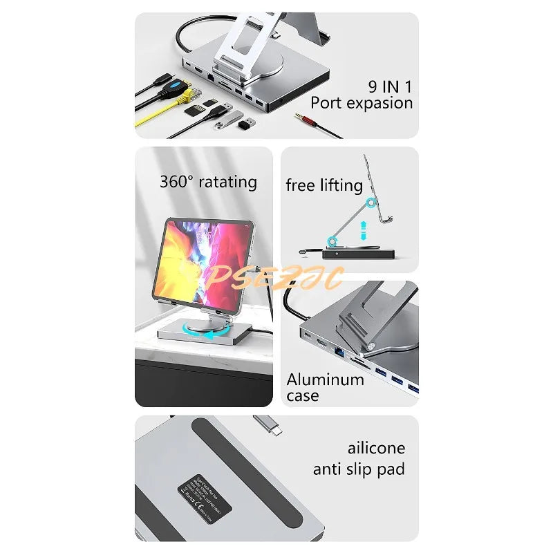XIBUZZ™ 9 Ports  Hub Tablet Holder