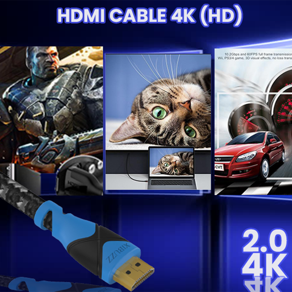 XIBUZZ™ 4K HDMI Cord  -  Ultra High Speed HDMI Cable [Blue]