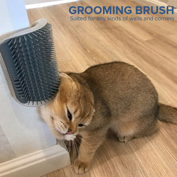 PetJiggle Auto Grooming Escova para gatos Wall Corner Massagem Cat Scratcher Pentes Escova