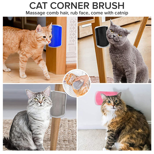 PetJiggle Self Grooming Brush For Cats Wall Corner Massage Cat Scratcher Combs Brush