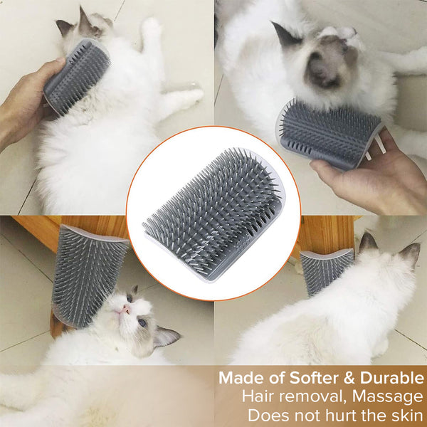 PetJiggle Self Grooming Brush For Cats Wall Corner Massage Cat Scratcher Combs Brush