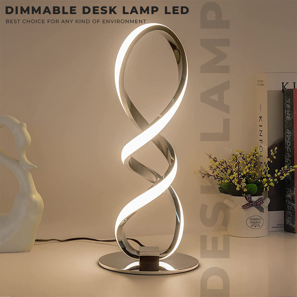 FamilyHomeDecor moderne réglable en continu lumière blanche chaude élégante lampe de bureau LED lampe de chevet en spirale pour chambre à coucher