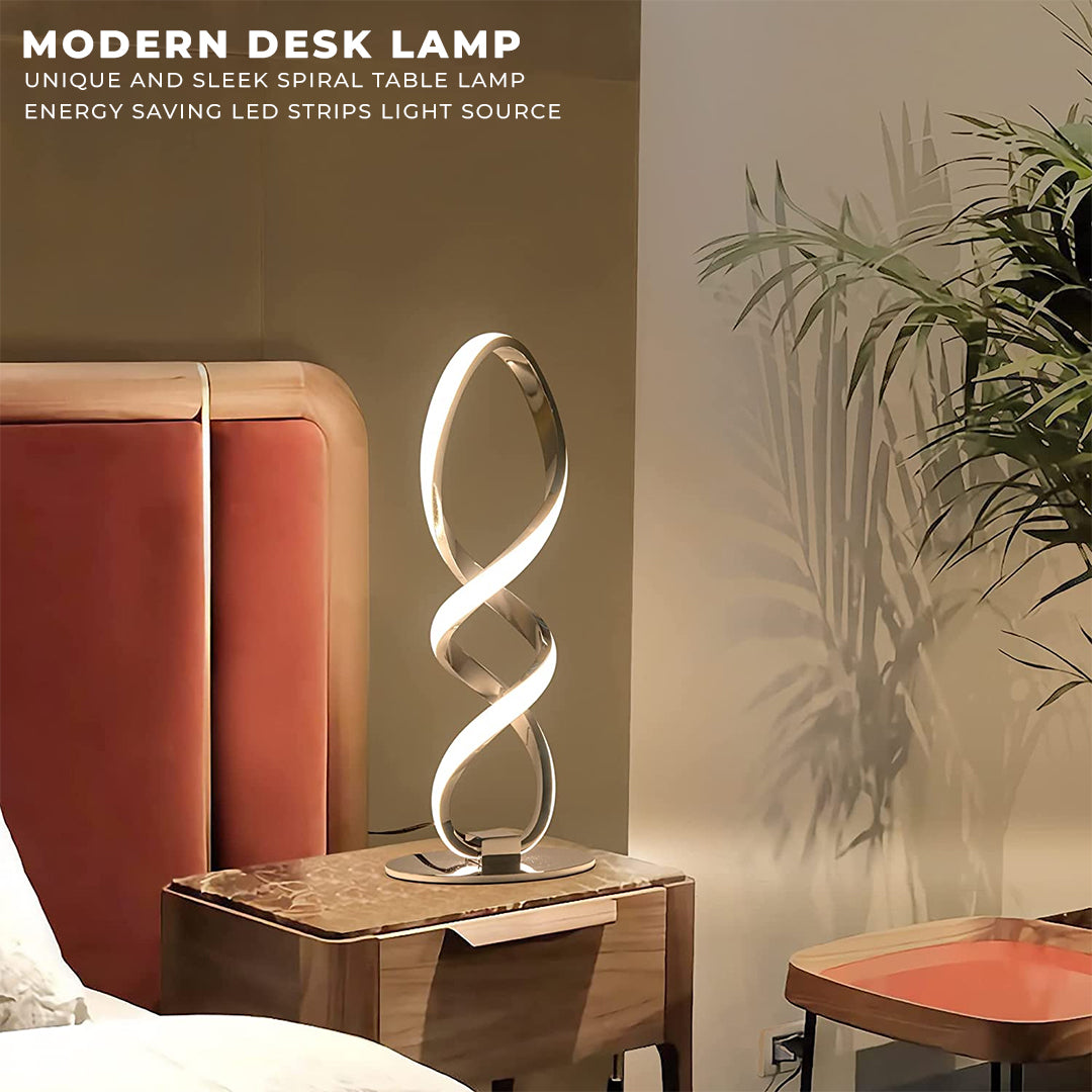 FamilyHomeDecor moderne réglable en continu lumière blanche chaude élégante lampe de bureau LED lampe de chevet en spirale pour chambre à coucher
