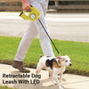 Retractable Dog Leash with Dog Poop Bag Dispenser and LED Flash Light.