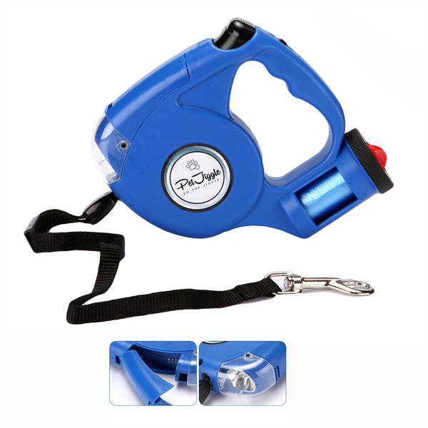 retractable dog leash with poop bag holder