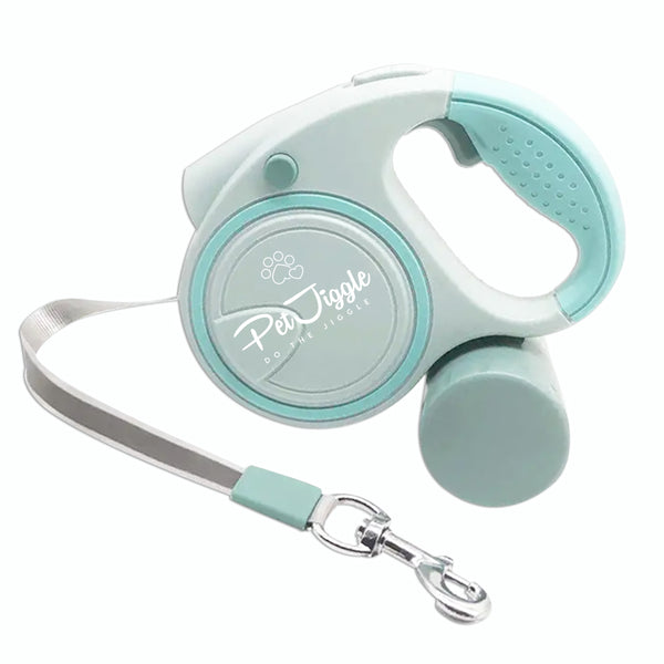 Retractable Dog Leash LED Flashlight and Poop Bag Dispenser 16FT