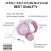 Retractable Dog Leash LED Flashlight and Poop Bag Dispenser 16FT
