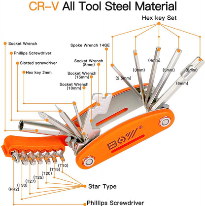 FlexiGear™ 20-In-1 Bicycle Multi-Tool Wrench Set