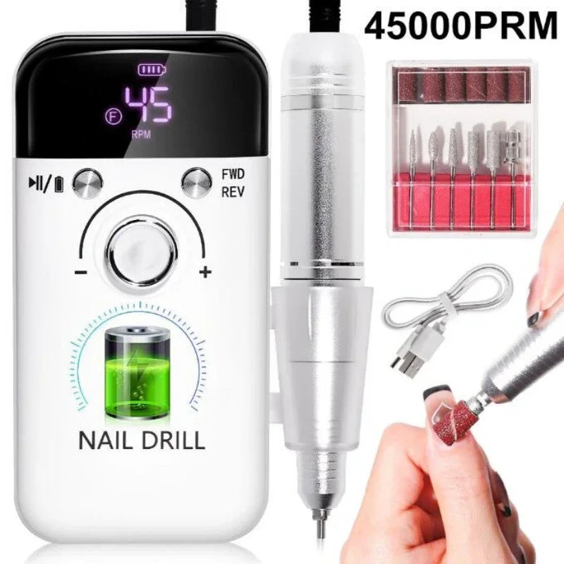 FlexiGear Nail Drill Machine Rechargeable white