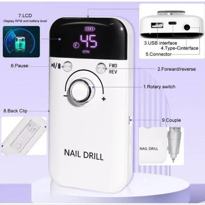FlexiGear Nail Drill Machine Rechargeable Display