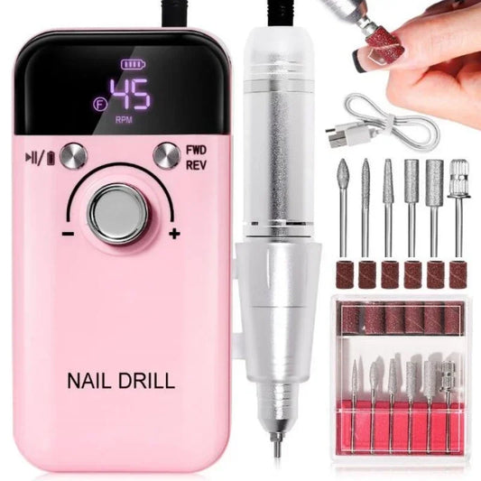 FlexiGear Nail Drill Machine Rechargeable Pink