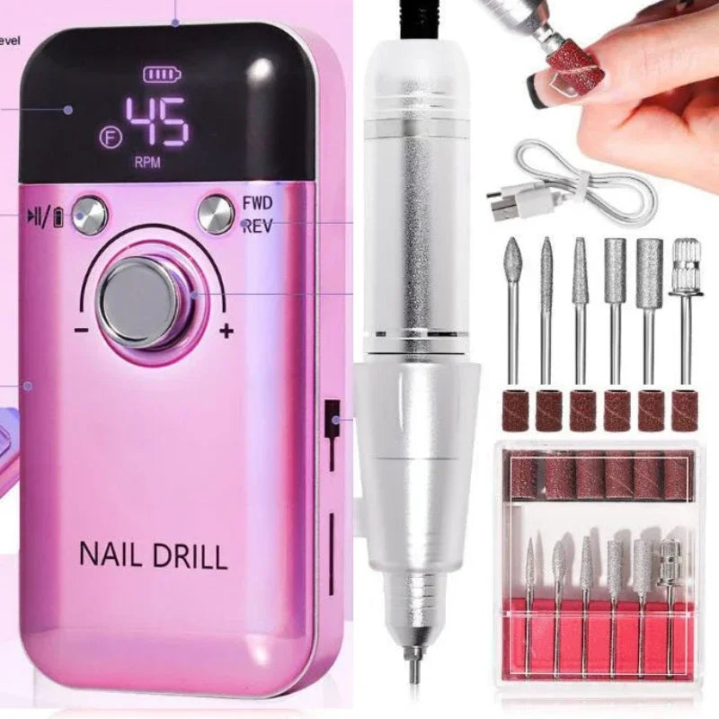 FlexiGear Nail Drill Machine Rechargeable Purple