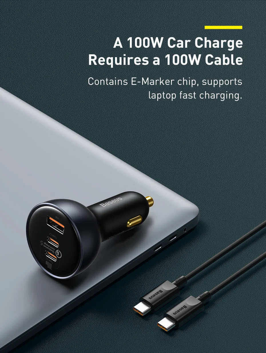 Baseus 160W USB C Car  Charger QC 5.0 Adapter