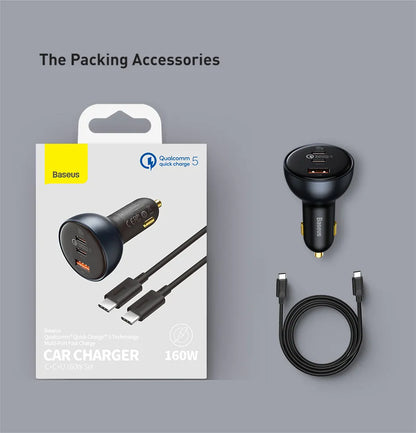 Baseus 160W USB C Car  Charger QC 5.0 Adapter
