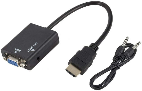 Adaptateur HDMI vers VGA, adaptateur HDMI vers VGA plaqué or avec port audio 3,5 mm mâle vers femelle pour ordinateur, ordinateur de bureau, ordinateur portable, PC, moniteur, projecteur, HDTV, Chromebook, Raspberry Pi, Roku, Xbox et plus encore 