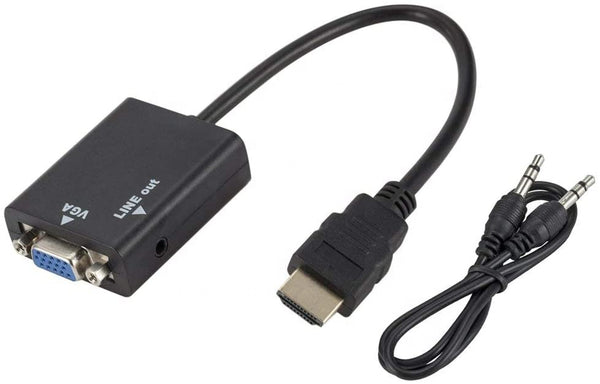 Adaptador HDMI para VGA, adaptador HDMI para VGA banhado a ouro com porta de áudio macho para fêmea de 3,5 mm para computador, desktop, laptop, PC, monitor, projetor, HDTV, Chromebook, Raspberry Pi, Roku, Xbox e muito mais 