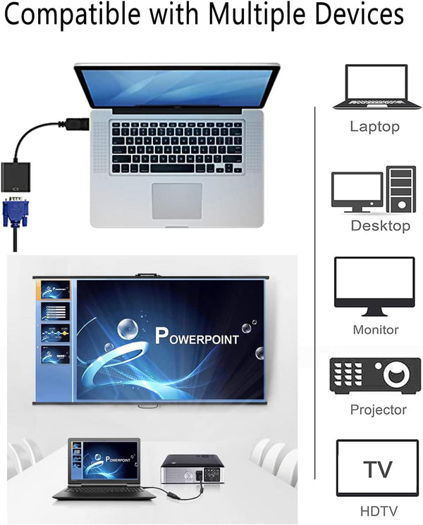 HDMI to VGA Adapter, Gold-Plated HDMI to VGA Adapter with 3.5mm Audio Port Male to Female for Computer, Desktop, Laptop, PC, Monitor, Projector, HDTV, Chromebook, Raspberry Pi, Roku, Xbox and More