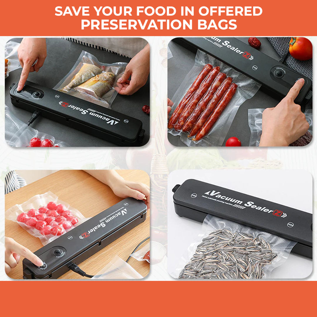 220V/110V Vacuum Sealer Packaging Saver Machine  Bags Household Preservation Black Food with Free 10pcs Electric Stand or Table